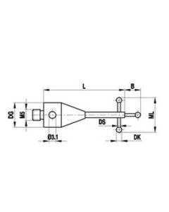 M5 Stylus for thread measurement, Ø1.8 mm ruby ball, tungsten carbide stem, ML 10.00 mm, for Zeiss applications