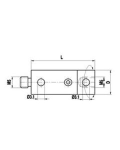 M5 titanium rotary adaptor, L 30 mm, for Zeiss applications