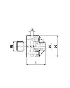 M5 stainless steel, 5 way stylus holder, DS 1.5 mm, L 10 mm, for Zeiss applications