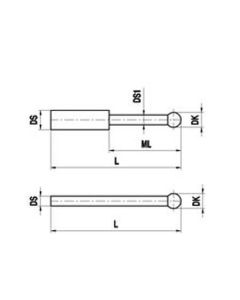 Stylus for holder, Ø0.3 mm ruby ball, tungsten carbide stem, L 15.3 mm , ML 2.3 mm, for Zeiss applications