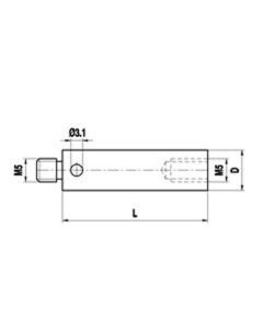 M5 Titanium stylus extension, L 20 mm, D 11 mm for Zeiss applications