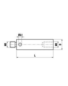 M5 Titanium stylus extension, L 150 mm, D 18 mm, for Zeiss applications