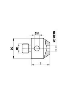 M5M to M4F stainless steel adaptor, L 10 mm, for Zeiss applications