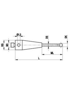 M3 Ø4 mm ruby ball, ceramic stem, L 32 mm, ML 26 mm, for Zeiss applications