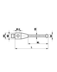 M2 Ø6 mm ruby ball, ceramic stem, L 13 mm, ML 9 mm, for Zeiss applications