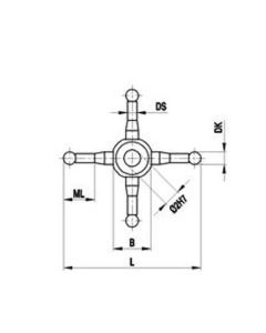 M2 4-way star, Ø2 mm ruby ball, stainless steel stem, ML 9.5 mm, for Zeiss applications