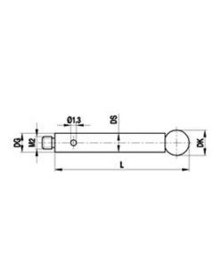 M2 Ø4 mm ruby ball, stainless steel stem, L 52 mm, ML 52 mm, for Zeiss applications