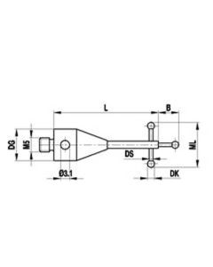 M5 Stylus for thread measurement,Ø0.5 mm ruby ball, tungsten carbide stem, ML 3.5 mm, for Zeiss applications