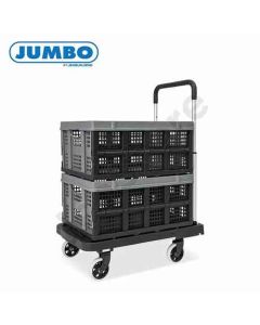 รถเข็นพื้นพลาสติกพับได้ 150 กก. พร้อมลังพลาสติกพับได้ 2 ใบ FP-112