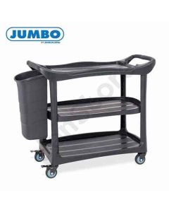 รถเข็นถาดพลาสติก 3 ชั้น พร้อมถังเก็บเศษอาหารใหญ่ 1 ถัง PP130-31