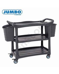 รถเข็นถาดพลาสติก 3 ชั้น พร้อมถังเก็บเศษอาหารเล็ก 2 ถัง PP130-38D