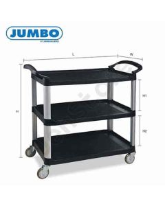 รถเข็นถาดพลาสติก 3 ชั้น เสาอลูมิเนียม PPA-130