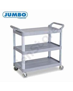 รถเข็นถาดพลาสติก 3 ชั้น สีเทา เสาอลูมิเนียม C8162