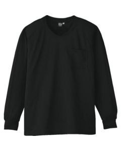 เสื้อยืดคอวีแขนยาว A-668 13 สีดำ NEL