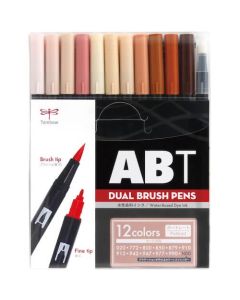 ปากกากราฟิกมาร์กเกอร์แบบสองพู่กัน ABT 12 สีสำหรับภาพบุคคล