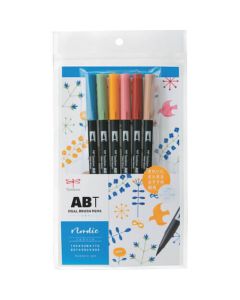 ปากกามาร์กเกอร์กราฟิกแบบน้ำสองแปรง ABT 6 สีชุดนอร์ดิก