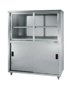 Stainless Steel Cabinets with Glass Sliding Door 1อัน