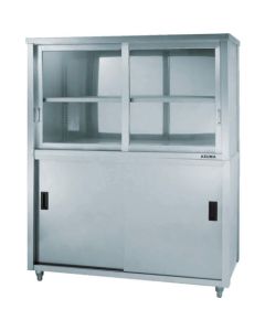 Stainless Steel Cabinets with Glass Sliding Door 1อัน