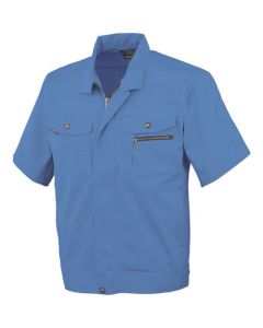 เสื้อเบลาส์แขนสั้นตัดสามมิติ 6 สีน้ำเงิน L