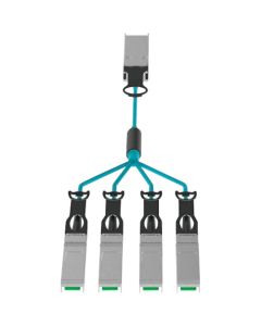 Active Optical Cable Assembly, QSFP28 to SFP28, 100-4x25G, OM4, Aqua, 25 Meter  เส้นละ 1 เส้น