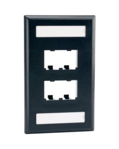 Mini-Com Classic Series Faceplates with Label and Label Cover-Black 1อัน