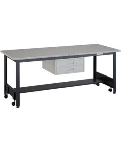 Workbench with Free Casters c/w 2 Drawer