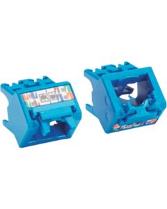 Mini-Com UTP TX-6A หัวต่อโมดูลาร์ด้านบนและด้านล่าง 45 องศา ฝาปิด สีน้ำเงิน 100 ชิ้น CJUDCAPBU-C