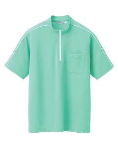 เสื้อซิปแห้งเร็วแขนสั้น (unisex) สีเขียวมิ้น M