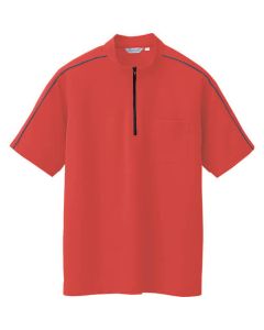 เสื้อแขนสั้นซิปแห้งเร็ว (unisex) สีแดง S