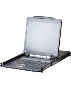 ลิ้นชัก IP-KVM 8 พอร์ต/PS/2/USB/VGA/จอ LCD 17 นิ้ว/รางสั้น (พร้อมพอร์ตเดซี่เชน เข้ากันได้กับอุปกรณ์ USB)