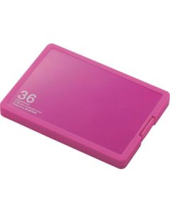 กล่องใส่การ์ดหน่วยความจำใส่การ์ด SD ได้ 18 ใบ + การ์ด microSD 18 ใบ สีชมพู