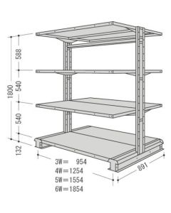 คานยื่นคู่ขยาย 1 สถานี W1304D891H1800F3