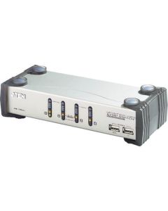 สวิตช์ KVMP(TM) 4 พอร์ต/USB/VGA/เสียง/ฮับ USB2.0 2 พอร์ต