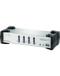 สวิตช์ KVMP(TM) 4 พอร์ต/ฮับ USB2.0/VGA/USB2.0 2 พอร์ต (พร้อม OSD)