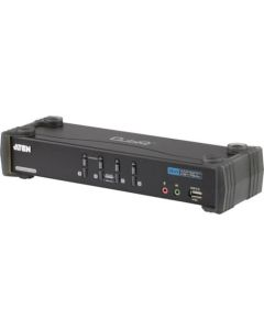 สวิตช์ KVMP 4 พอร์ต / DVI / ลิงก์คู่ / ฮับ USB 2.0 ติดตั้งแล้ว