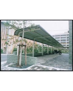 ที่เก็บจักรยาน รอบล้อบบี้ หลังคาอะลูมิเนียมมาตรฐาน หน้าบ้าน พ.ศ. 2550