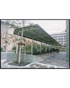 ที่เก็บจักรยาน โถงจักรยาน ต่อหลังคาอะลูมิเนียม ด้านหน้า พ.ศ. 2550