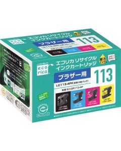 ตลับหมึกรีไซเคิล Eco Rica สีดำ (เม็ดสี) สีฟ้า/สีม่วงแดง/สีเหลือง (สีย้อม)