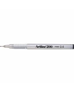 ปากกาหัวสักหลาด Artline 200N (0.4mm) Black (Glossy Black Body)
