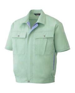 เสื้อเบลาส์แขนสั้นบุรุษและสตรีฤดูใบไม้ผลิ/ฤดูร้อนสีเขียวอ่อน M