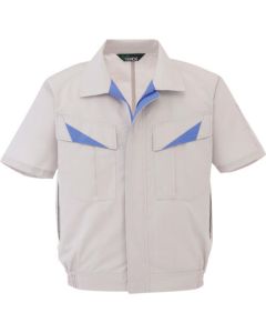 เสื้อเบลาส์แขนสั้นสำหรับฤดูใบไม้ผลิ/ฤดูร้อนสำหรับบุรุษและสตรี สีเทาเงิน M