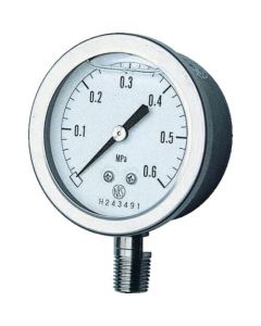 เกจวัดแรงดันเติมกลีเซอรีน ช่วงแรงดัน (MPa): -0.10 ถึง 0.00 (เกจสุญญากาศ)
