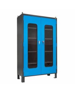 ตู้เหล็กจัดเก็บอุปกรณ์ มีช่องกระจก 1200 x 510 x 1955 Gray / Blue