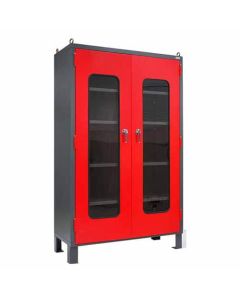 ตู้เหล็กจัดเก็บอุปกรณ์ มีช่องกระจก 1200 x 510 x 1955 Gray / Red