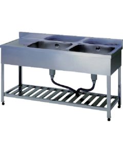 Double-basin Sink with Drainboard without Back Board 1อัน