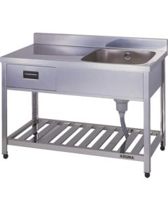 Single-basin Sink with Drainboard & Drawers 1อัน