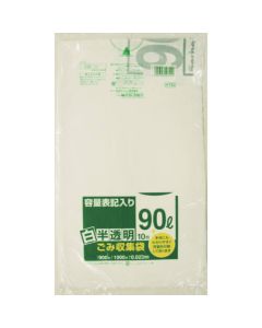 ถุงขยะโปร่งแสงสีขาว 90L พร้อมป้ายความจุ HT92 10 แผ่น
