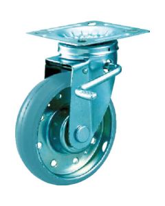 Plate Type Gray Rubber Caster High-tensile Caster (tire mark less type)  With Flexible Double Stopper