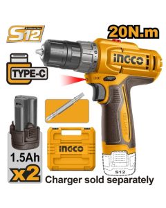 12V-กระบอก สว่านไร้สาย 20N.M-ชุด 1.5AH*2
