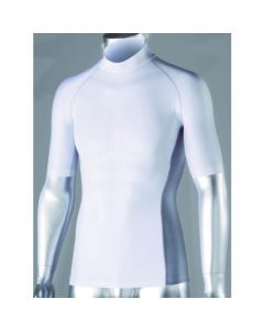 เสื้อเชิ้ตคอสูงแขนสั้นผ้ายืดระงับกลิ่นกายเย็นสบาย สีขาว M